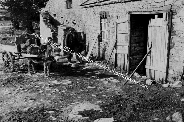 FARMYARD WITH DONKEY & CART